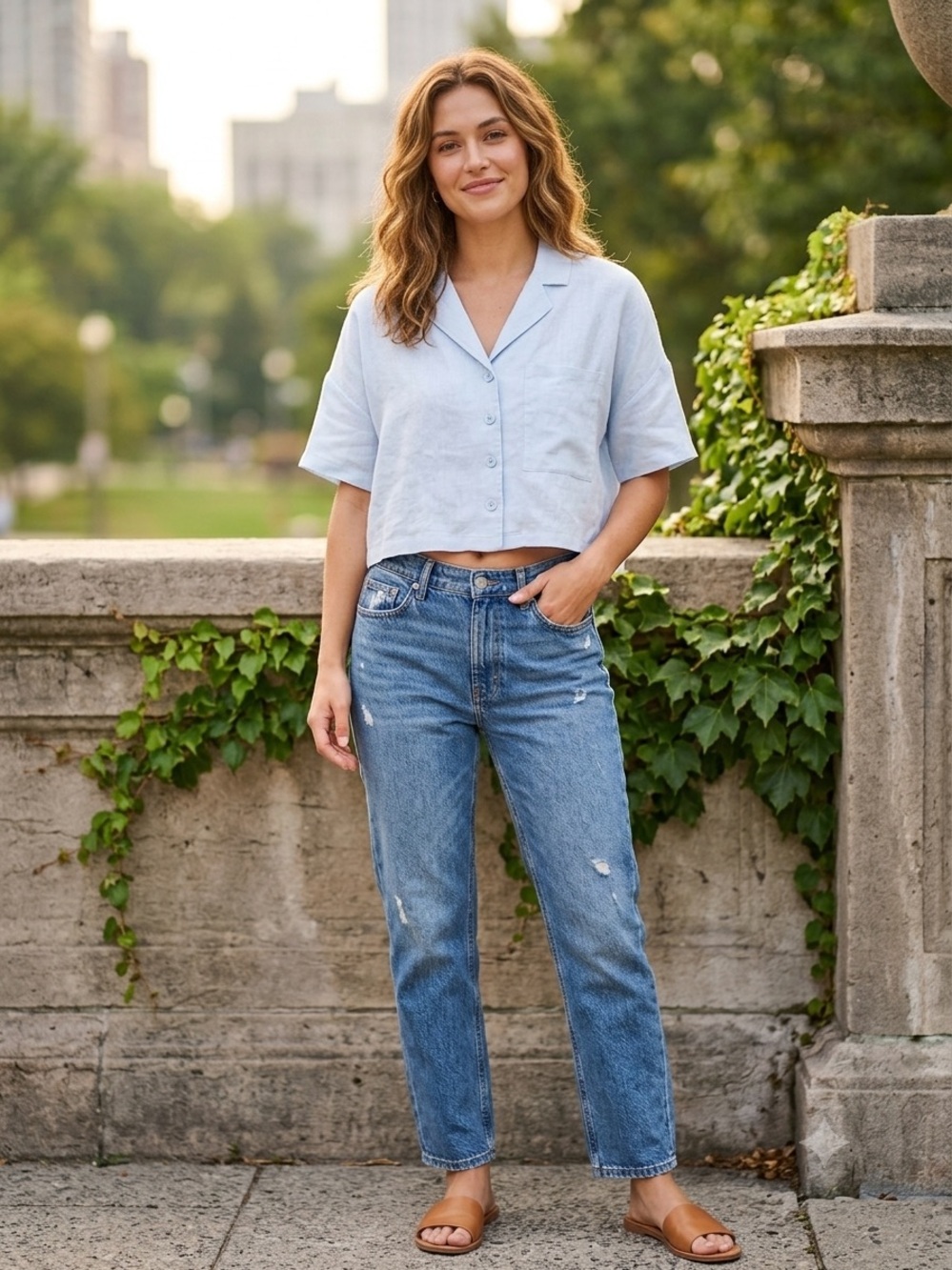 DKNY Pure linen crop shirt size medium